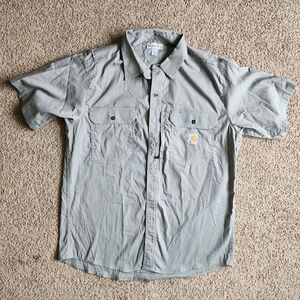 Carhartt Ripstop Vented Work Shirt Grey Collared Button Up Short Sleeve